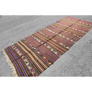 5x11.5 ft Vintage Kilim Rug, Turkish Rug, <b>Red</b> Ombr <b>Wool</b> Rug - Product Image 2