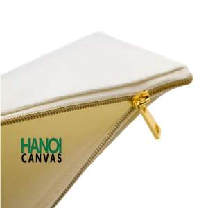 Bolsa de maquillaje reutilizable ecológica con logotipo personalizado para mujer, bolsa de lona de algodón natural liso, almacenamiento de brochas cosméticas con cremallera - Product Image 5