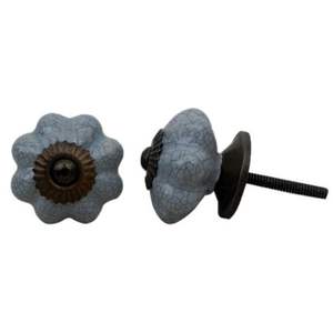 Boutons d'armoire en céramique en vrac gris, tirettes de porte, citrouille craquelée, mi-siècle, 4.44 cm craquelée, nouveau Design 101 - Product Image 1