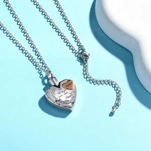 Soeur en acier inoxydable crémation urne collier pour cendres coeur porte-cendres pendentif crémation bijoux cendres pour femmes taille personnalisée - Product Image 2