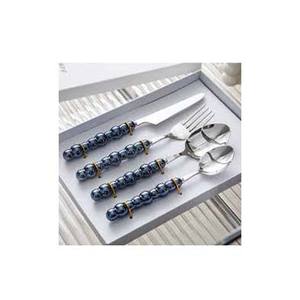 New Shiny <b>Blue</b> Pearl Design Handle Salad Serving <b>Set</b> Stainless Steel Salad Server <b>Set</b> <b>Dinner</b> Kitchen Cooking Utensils <b>Set</b> - Product Image 1