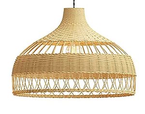 Lámpara Colgante LED de Mimbre Vintage con Marco de Hierro, Color y Tamaño Personalizables, Decoración de Iluminación Hecha a Mano - Product Image 1