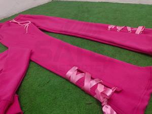 OEM Regular Straight Sweat <b>Trousers</b> Pants Distressed Elastic Waist Cotton Acid Wash Lace Winter Women - Product Image 3