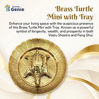 HOME GENIE Mini tortue en laiton avec plateau Symbole traditionnel vastu et feng shui pour la richesse, la prospérité et la décoration intérieure