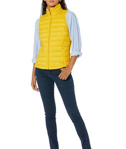 New Style <b>Women's</b> Puffer Vest in Yellow Color Stand Collar Zipper Closure Winter Outdoor Puffy Vest <b>for</b> Adult Girls - Product Image 4