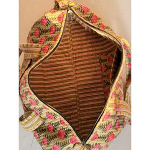 Indian <b>Patchworked</b> Floral Quilted Duffle <b>Bag</b> XL Weekender Travel <b>Bag</b> Large Capacity Zipper Closure Foldable Cotton Fitness - Product Image 6