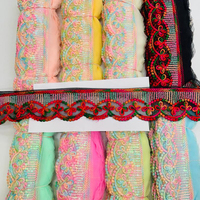 Kain renda tulle Afrika kimia, pita sulam sutra susu, benang katun, pita, untuk alas kaki, dapat dikustomisasi, lembut