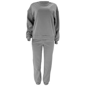 2025 OEM mujeres último diseño 100% algodón Jogging Wear otoño Logo chándal alto Invierno 2 piezas chándal liso al por mayor - Product Image 6