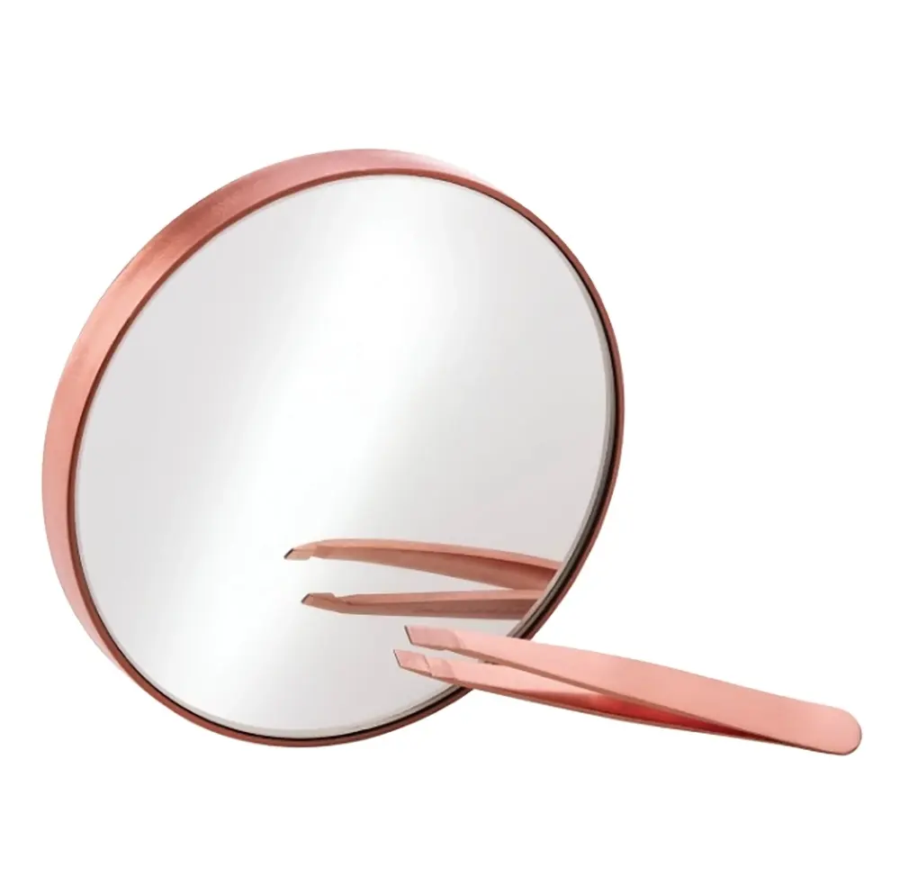 High quality Stainless Steel Slanted Eye Brow with Mirror Makeup Tools Customized logo