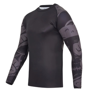 Brand New Custom Made Design Sublimation Custom Logo Printed MMA BJJ GI Rash Guard Grappling Full Sleeve Shirt - Product Image 3