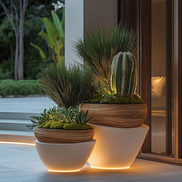 Pot de fleurs en fibre de verre extra large, durable, écologique, de haute qualité, avec trou de drainage, finition rustique, vente en gros pour la maison