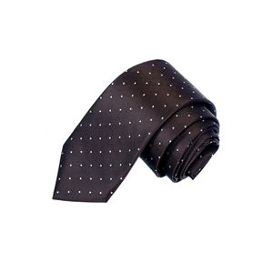 Corbata hecha a mano tejida Jacquard con patrón cuadrado blanco café - Product Image 1
