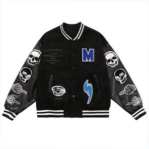 2025 OEM ผ้าแคนวาสสีดำสั่งทำปักลายกำมะหยี่ขนแกะกันลมเป็นมิตรกับสิ่งแวดล้อมฤดูหนาวเบสบอลตัวแทนบอมเบอร์เลตเตอร์ - Product Image 6