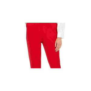 Pantaloni Eleganti Rossi da Donna Calvin Klein in Crepe, Vita Alta Plissettata, Vestibilità Slim, Antipiega, Taglia 4 - Product Image 2