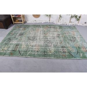 Tapis en Laine Vintage 6X9.2 pieds Vert Beige Classique Rectangulaire Patchwork Abstrait Motif Peluche Pile Hauteur Latex Fait Polyester - Product Image 3