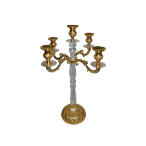 Candelabro Chapado en latón de alta tendencia, soporte de vela decorativo de 5 brazos para decoración de Hotel y restaurante, boda - Product Image 5