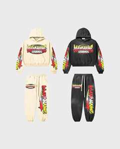 Survêtements vintage lourds Sun Fade Printing 100% Cotton French Terry survêtement unisexe élégant pantalon de survêtement sérigraphié - Product Image 1