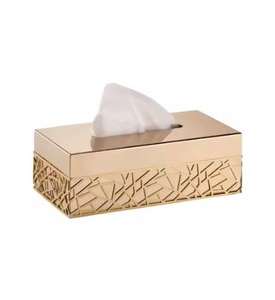 Porte-serviettes moderne en métal doré avec texture carrée pour la maison, l'hôtel, le restaurant, etc. - Product Image 6