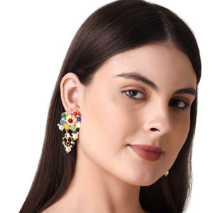 Luxury Inspired Wedding Engagement Fashion Jewelry Set Including Necklace Earrings Maang Tikka Zircon Traditional Bead Detailing - Product Image 3