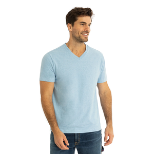 เสื้อยืดคอวีเข้ารูปสำหรับผู้ชายเสื้อยืดสีพื้นลำลองของผู้ชายเสื้อคอวีเข้ารูปแบบออกแบบได้ตามต้องการคุณภาพสูง - Product Image 5