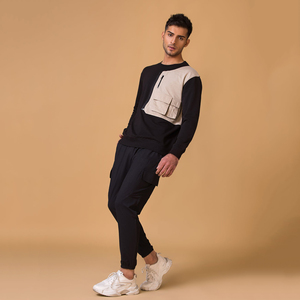 Conjunto Deportivo de Invierno con Capucha, Color Sólido, Personalizable, Calidad Premium, 100% Algodón, Transpirable, Corte Regular, Atractivo, de Dos Piezas - Product Image 3