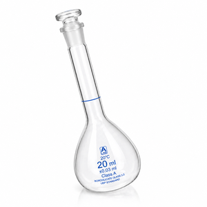 Fiole volumétrique en verre borosilicate de qualité supérieure de 20 ml avec bouchon interchangeable, fiole de mesure de laboratoire de haute précision - Product Image 3