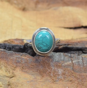 <b>Turquoise</b> 925 Sterling Silver Round Gemstone Elegant Jewelry <b>Ring</b> December Month Birthstone Blue <b>Turquoise</b> <b>Ring</b> Gift for Her - Product Image 4