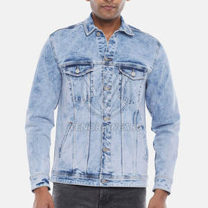 Vente chaude de qualité supérieure 100% coton col montant avant Logo écologique et respirant veste en jean pour hommes d'hiver - Product Image 6