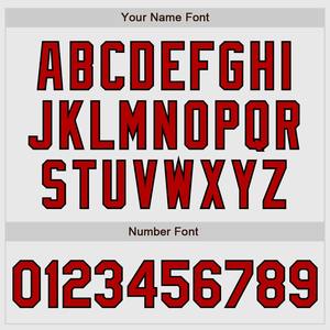 Personnalisé Blanc Noir Pinstripe Rouge-Noir Authentique Maillot de Baseball Manches Raglan - Product Image 4