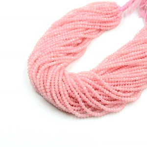 AAA Natural Rose Quartz Faceted Rondelle Beads 3mm Machine Cut Rose Quartz Rondelle Beads - Product Image 3