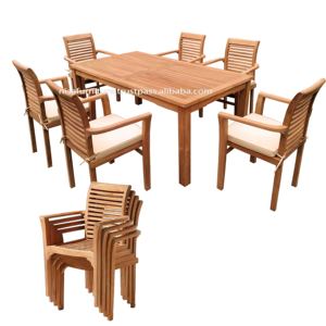 Lightweight & Waterproof Teak Wood Patio <b>Garden</b> <b>Stackable</b> <b>Chairs</b> Modern Durable Outdoor Dining Park Courtyard Portable Indonesia - Product Image 4
