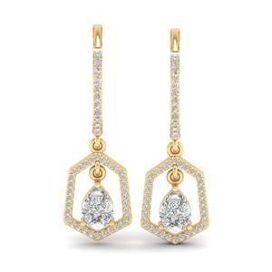 REYES Nouveautés Boucles d'oreilles pendantes en or massif 14 carats certifiées GRA avec moissanite pour femmes Bijoux de luxe pour mariage et soirée - Product Image 2