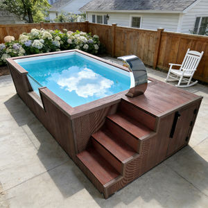 Piscine hors sol rectangulaire de luxe en fibre de verre avec spa en acrylique transparent pour enfants, spa de natation autoportant en plein air - Product Image 5