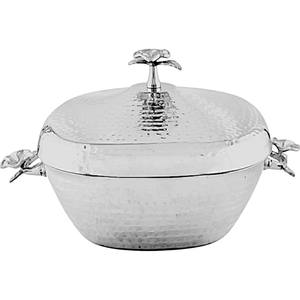 Plat de service isotherme en métal argenté en forme de dôme, 1 pièce, matériau unique, robuste - Product Image 1