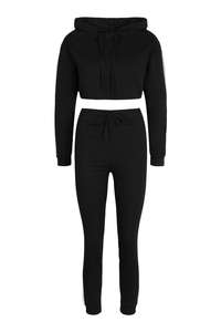 Conjunto Deportivo Informal con Capucha para Mujer, 100% Algodón, 2 Piezas, Sudadera Corta y Pantalones Estampados - Product Image 3