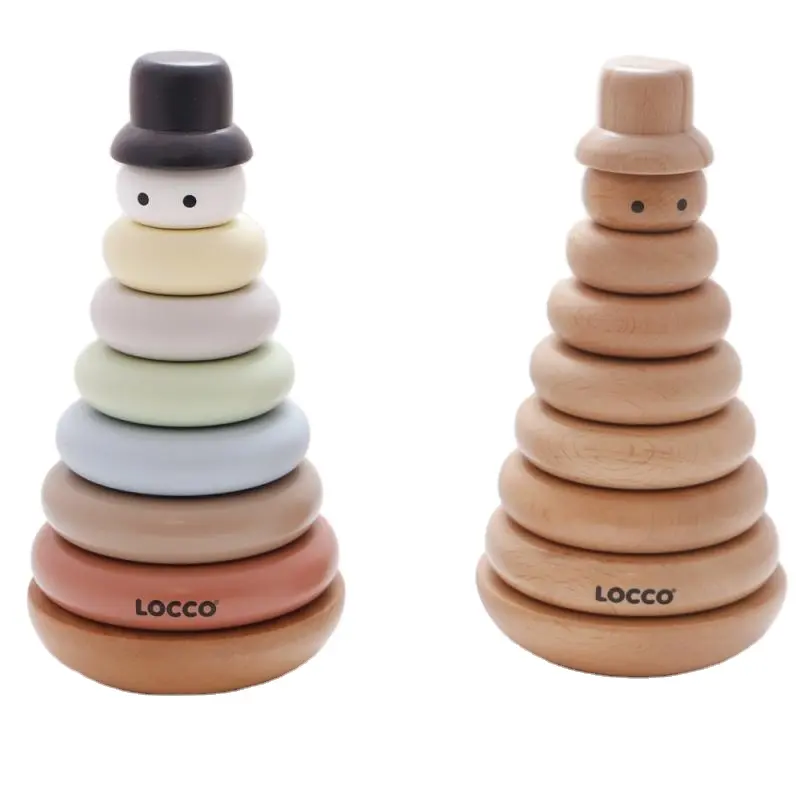 Natuurlijke Kleur Steen Stapelbare Locco Houten Blokken Bouwen Speelgoed Voor Kinderen Educatieve Stapelbalansspellen