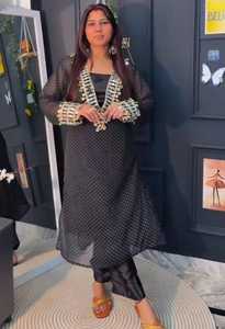 Designer indien pakistanais Bollywood Goeorgette Salwar Kameez tendance robe de mariage et de soirée pour femmes vente sur vêtements - Product Image 4