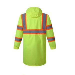 Logo personnalisable jaune fluorescent réfléchissant haute visibilité veste extérieure imperméable polyester longue pluie vêtements de travail gilet de sécurité maille - Product Image 4
