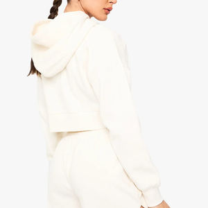 Personalizado de gran tamaño Drop Shoulder Heavyweight 100% algodón recortado cremallera Sudaderas con capucha de las mujeres de manga larga ropa casual señoras Sudadera con capucha - Product Image 4