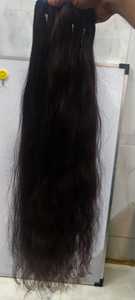 Extensions de cheveux indiens Remy de qualité supérieure, longues, couleur naturelle, 100 % cheveux d'un seul donneur, 100 % cuticules alignées, double trame cousue à la machine - Product Image 3