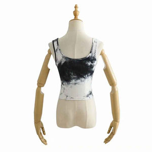 Wholesale <b>Ladies</b> Printed Croptop Tanktops Breathable Knitted Sexy Tie Dye <b>Sleeveless</b> Styles Casual Short Length Breathable - Product Image 4