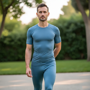 T-shirt d'entraînement d'athlétisme pour hommes Gym Fitness Wear Short Sleeve Compression Shirt Mens - Product Image 1