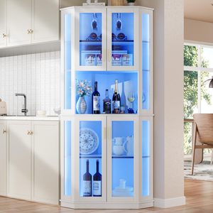 Lemari Pajangan Kaca Mewah Modern dengan Lampu LED, Kunci, Konstruksi Kayu Tahan Lama untuk Hotel dan Rumah, Penyimpanan yang Dapat Disesuaikan - Product Image 2