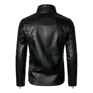 Chaquetas de cuero de empalme de ropa de calle 2025 de calidad superior chaqueta de cuero de motocicleta con cremallera bordada gruesa para hombres - Product Image 3