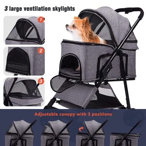 Carrito para mascotas con estructura de acero y freno de rueda fuerte, fabricante estándar, duradero, de alta calidad, estilo cochecito para mascotas - Product Image 3