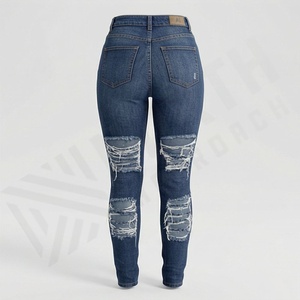 Pantalones Vaqueros de Mezclilla Ajustados Destruidos para Mujer, Color Personalizado de Alta Calidad al por Mayor, Pantalones de Cintura Alta, Ropa Elegante de Primera Calidad - Product Image 2