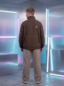 Anorak à col cheminée marron expresso et sable, Anorak Ripstop avec logo personnalisé OEM, Streetwear unisexe de fabrication industrielle - Product Image 2