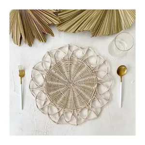 White rattan plate chargers natural charger plates bulk quantity low price placemats place mat for wedding table decoration