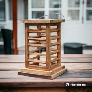 Decoración de boda, farol de hierro soldado, acabado de madera rústica, portavelas y portavelas para decoración del hogar - Product Image 6