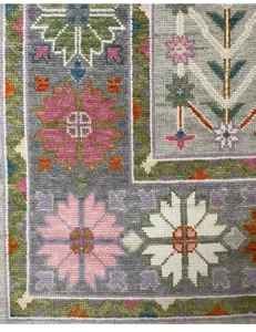 Customizable Oushak Area Rug 9x12 Hand Knotted Abstract Pattern Wool Handmade <b>Turkish</b> <b>Carpet</b> Available in Various Sizes - Product Image 1